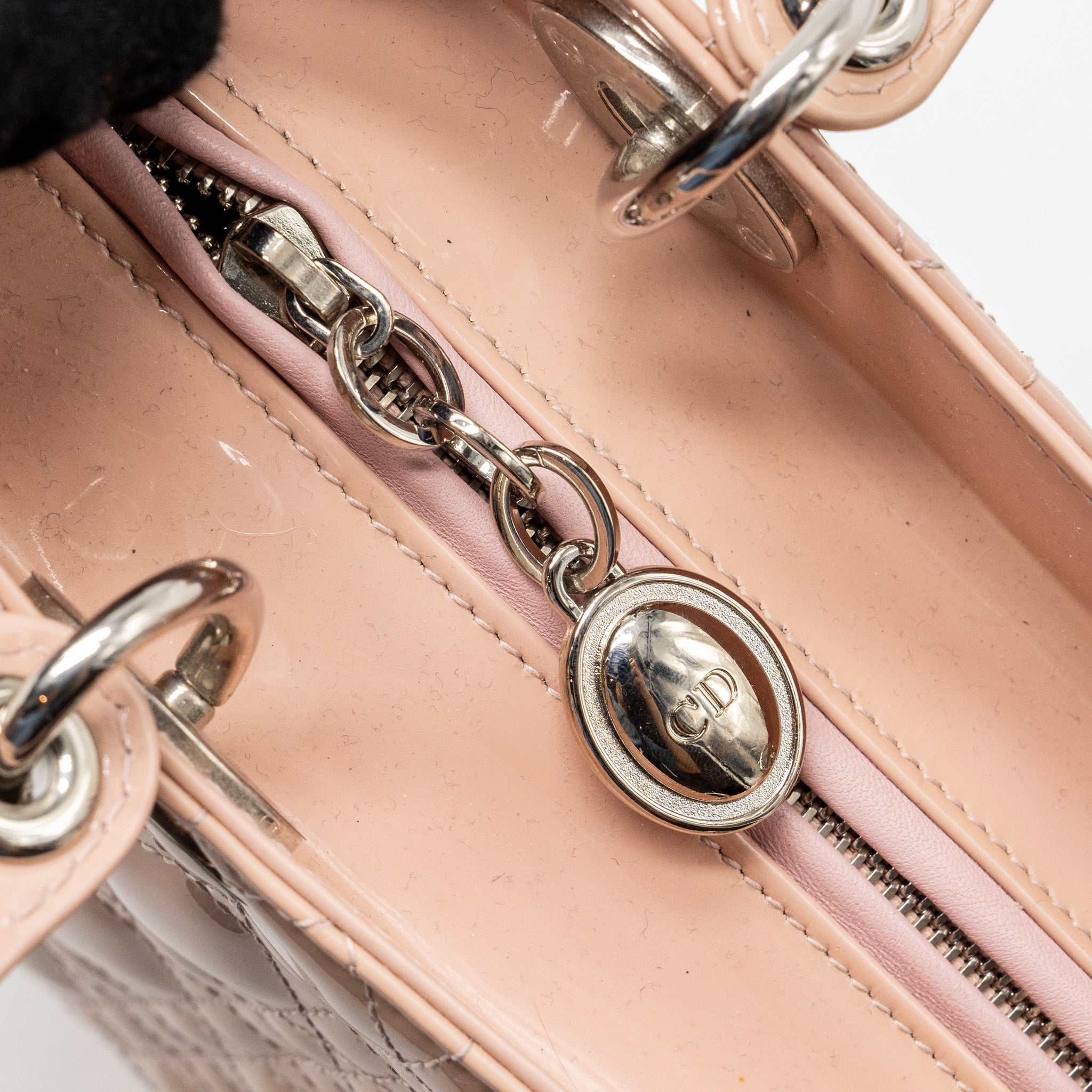 DIOR MEDIUM LADY DIOR PATENT PINK SHW