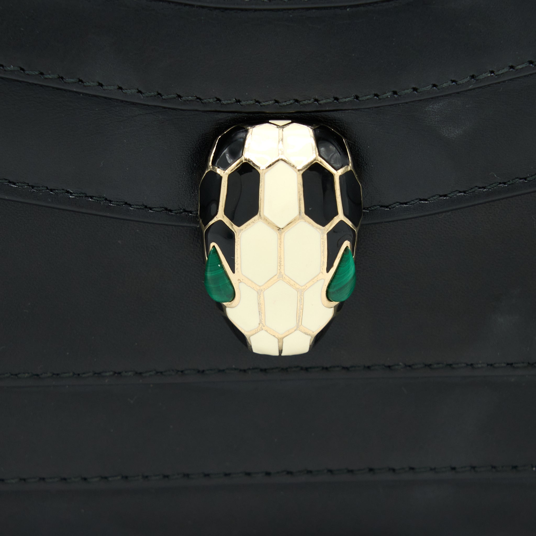 BVLGARI SERPENTI CLUTCH WITH CHAIN CALFSKIN BLACK GHW