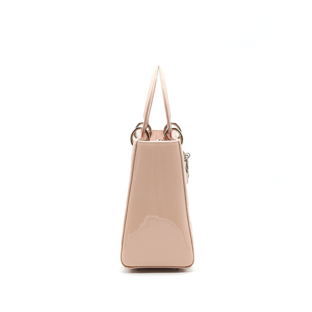 DIOR LADY DIOR MEDIUM PATENT LEATHER PINK WITH SHW