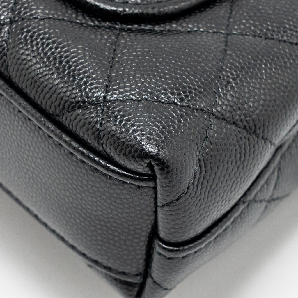 CHANEL COCO HANDLE MINI CLUTCH WITH CHAIN CAVIAR BLACK LGHW (MICROCHIP)