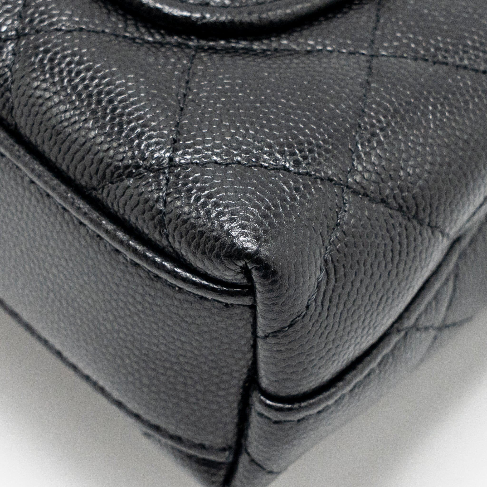 CHANEL COCO HANDLE MINI CLUTCH WITH CHAIN CAVIAR BLACK LGHW (MICROCHIP)