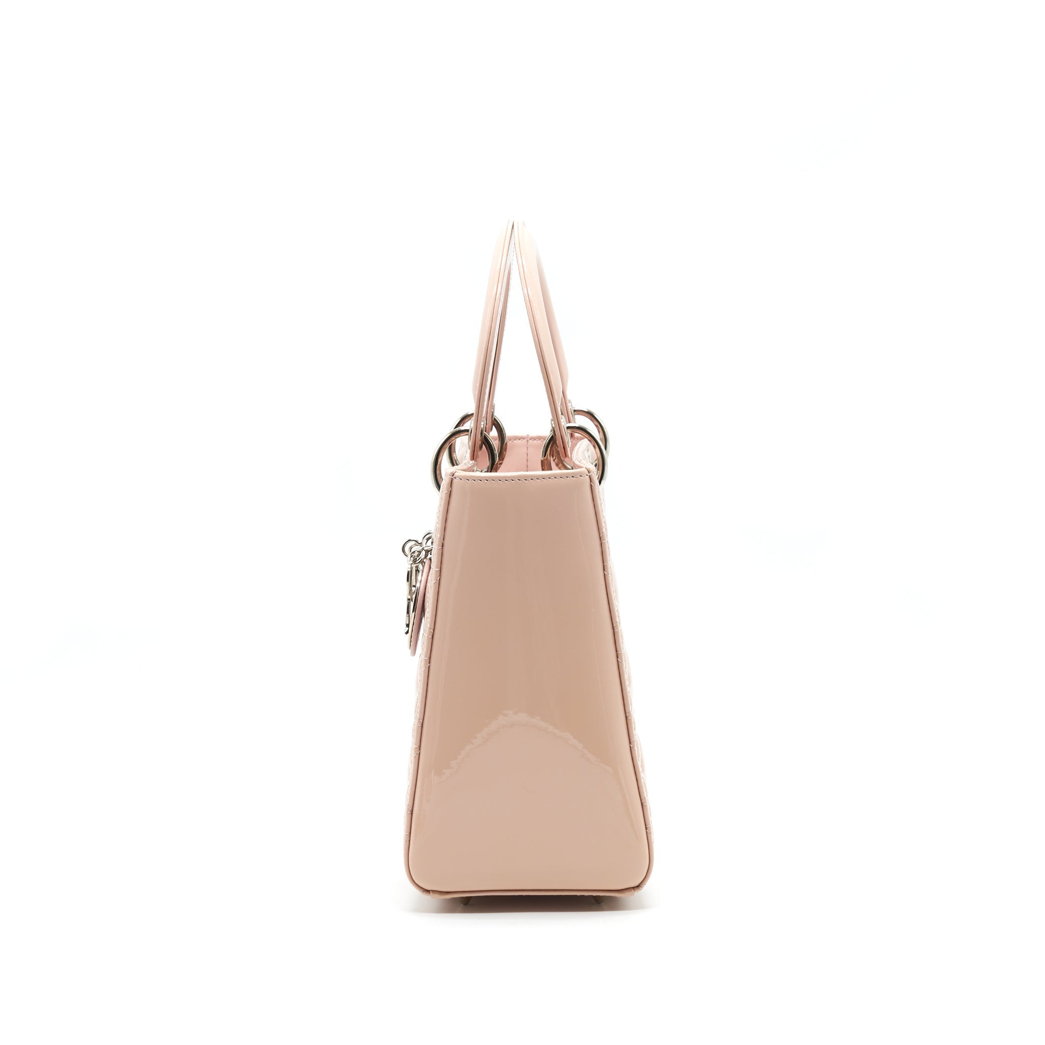 DIOR LADY DIOR MEDIUM PATENT LEATHER PINK WITH SHW