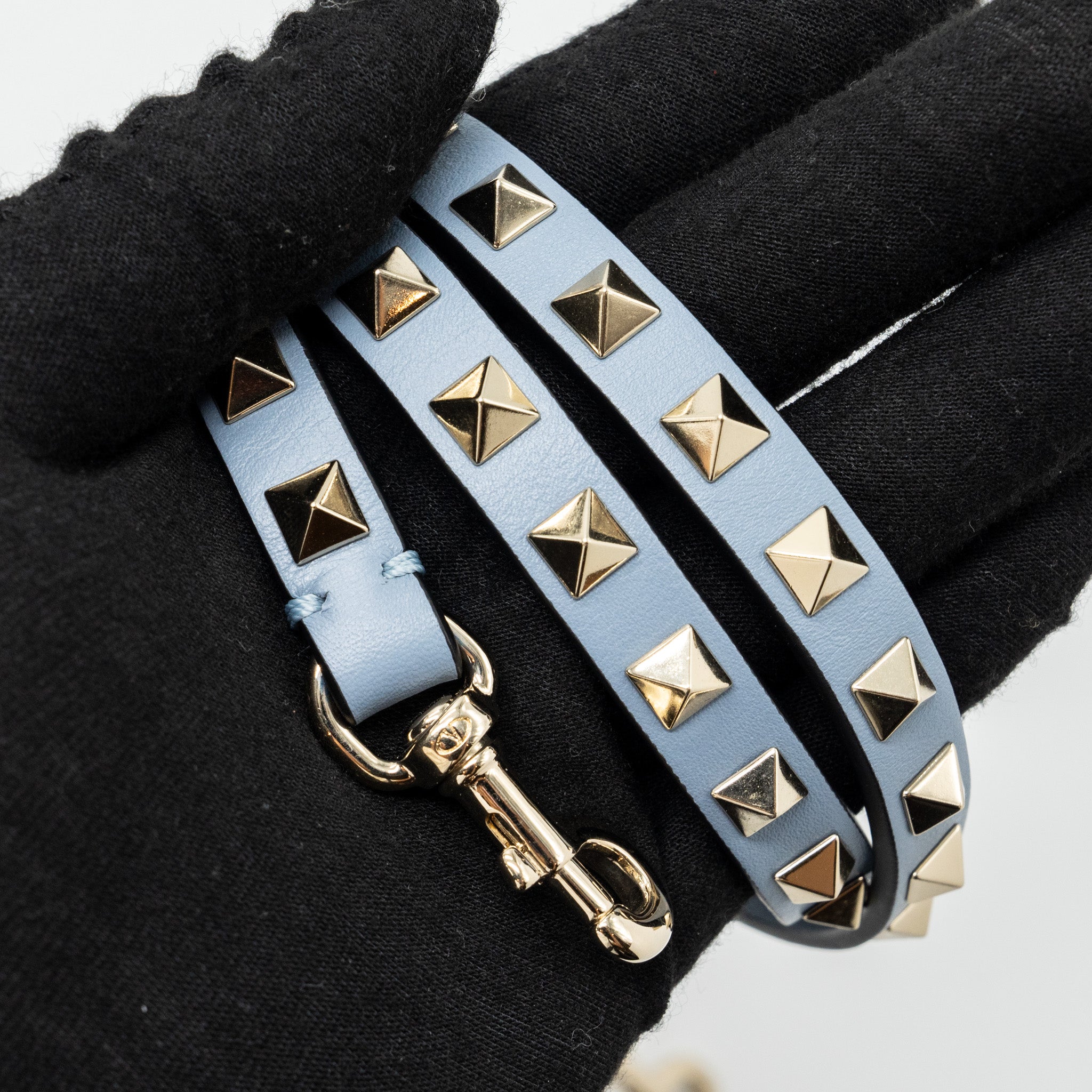 VALENTINO SMALL GRAINY ROCKSTUD BAG LAMBSKIN LIGHT BLUE LGHW