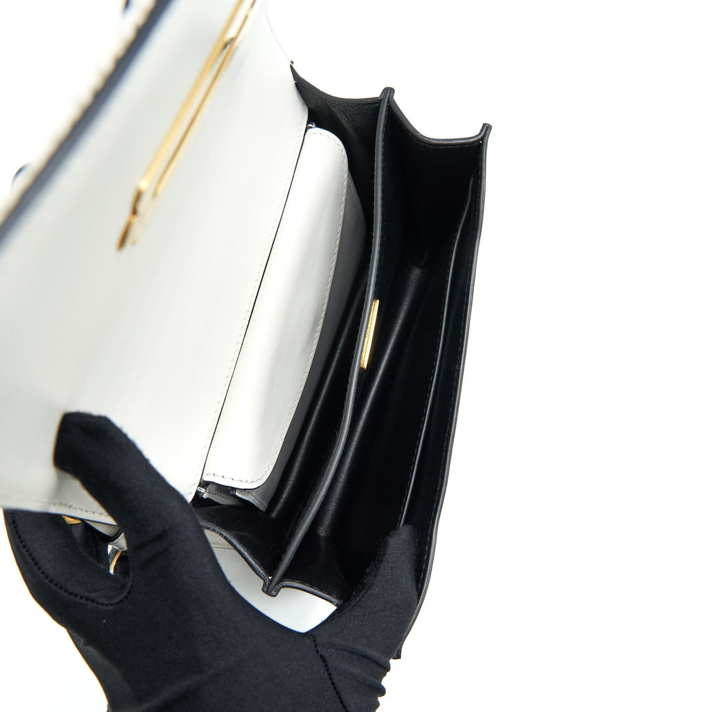 PRADA CITY CALF RAFFIA SAFFIANO CAHIER BAG WHITE