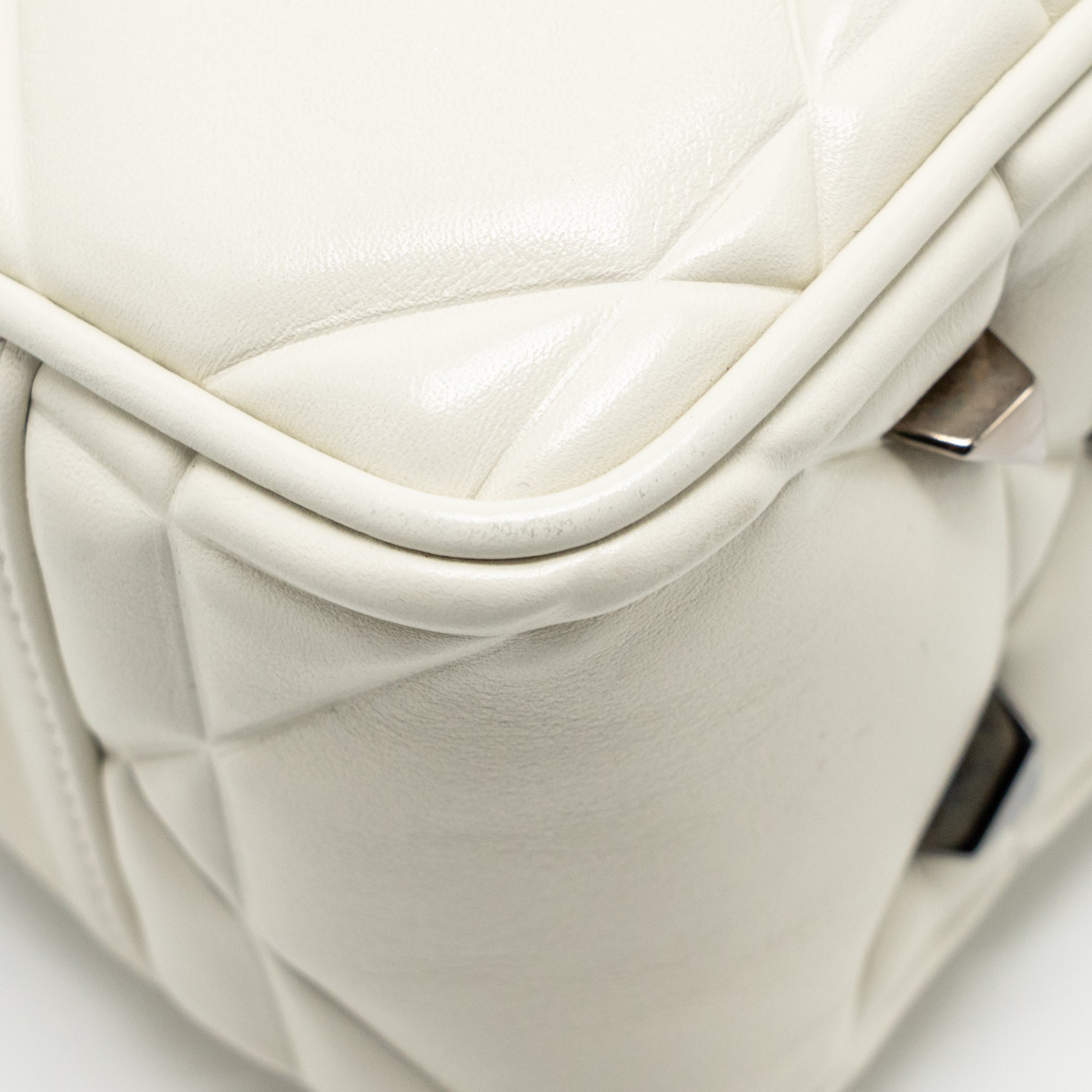 DIOR LADY 95.22 HANDBAG LAMBSKIN WHITE WITH BLACK HARDWARE