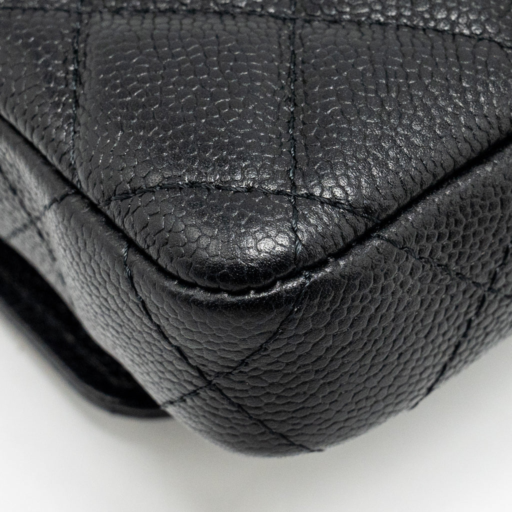 CHANEL COCO LOVE MINI FLAP WALLET WITH CHAIN CAVIAR BLACK GHW (MICROCHIP)