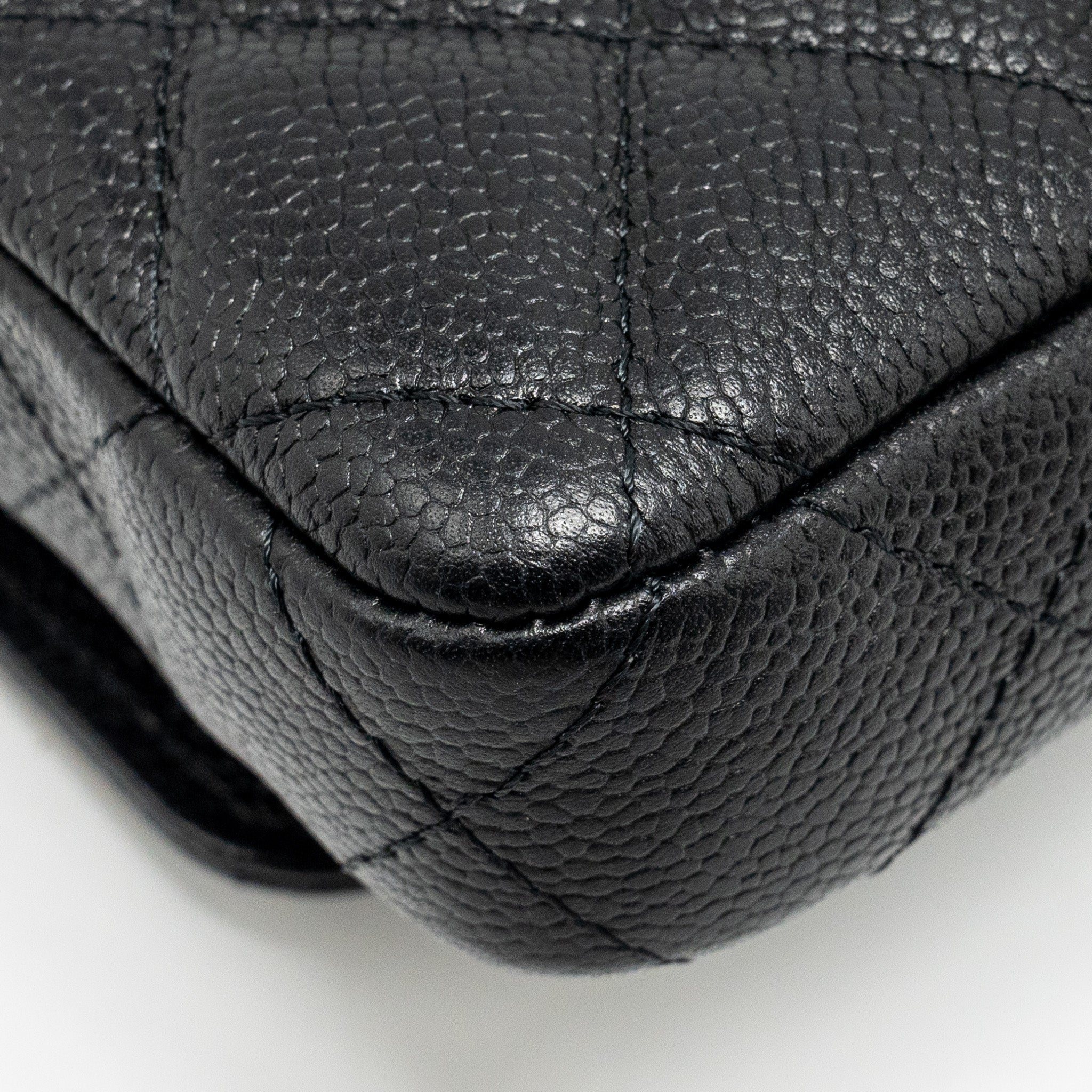 CHANEL COCO LOVE MINI FLAP WALLET WITH CHAIN CAVIAR BLACK GHW (MICROCHIP)