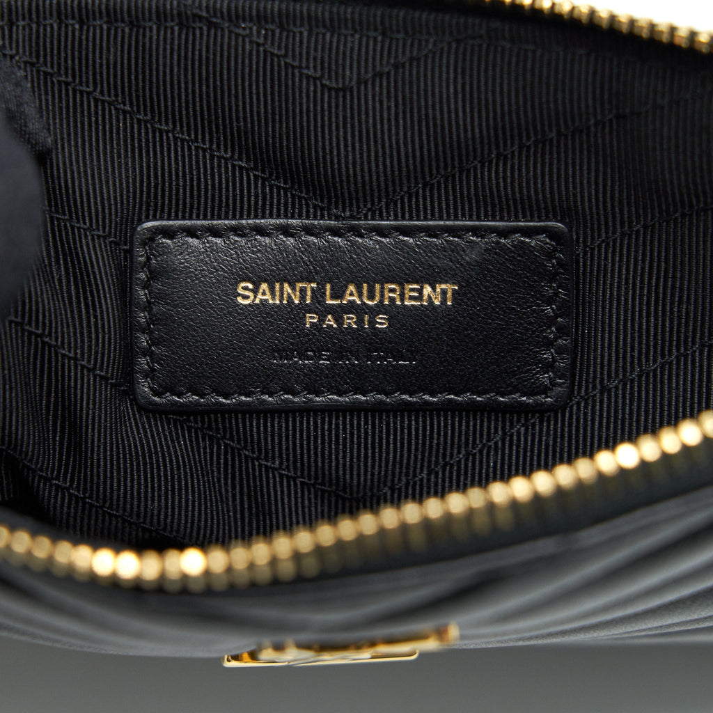 SAINT LAURENT MONOGRAM QUILTED LEATHER POUCH BLACK GHW