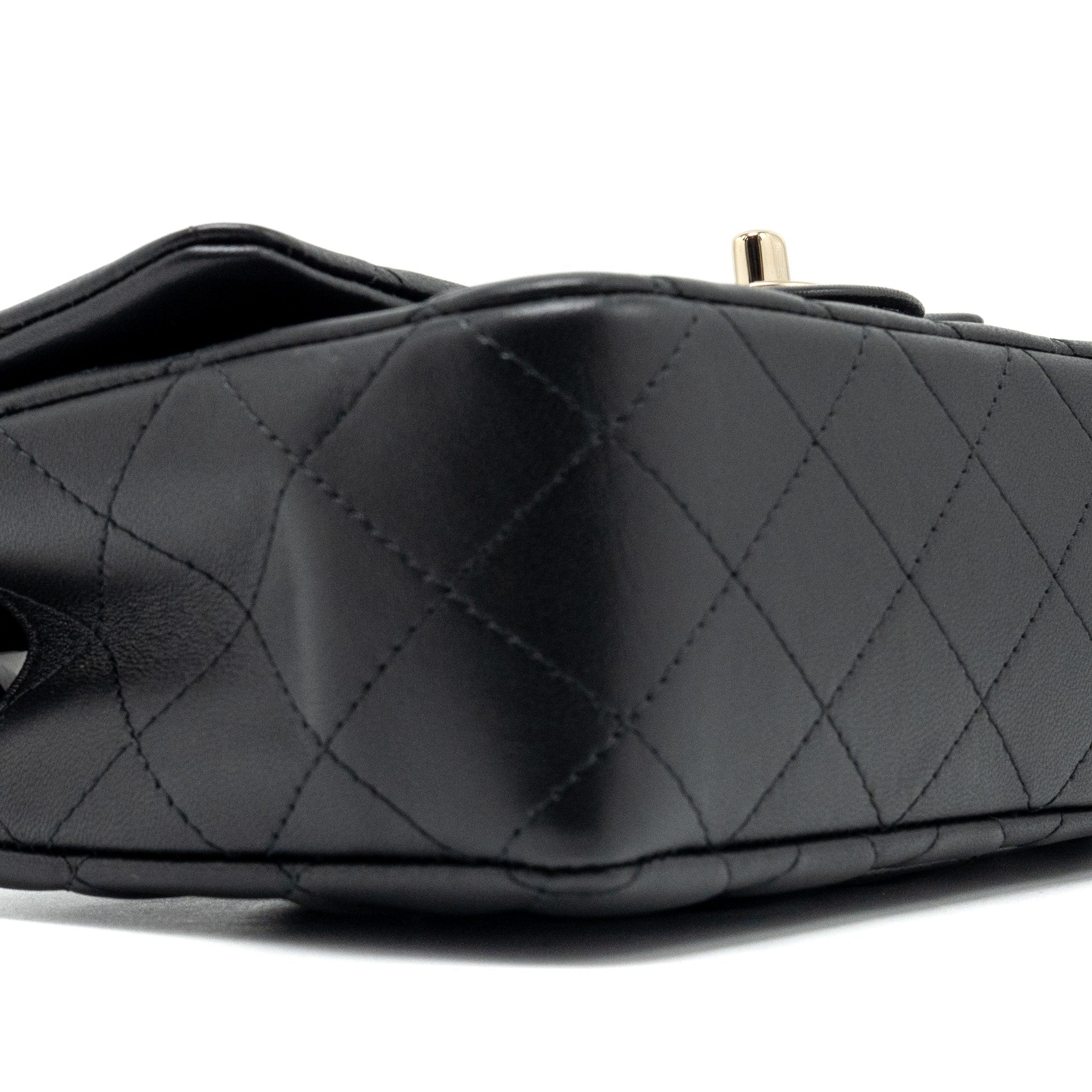 CHANEL TOP HANDLE MINI RECTANGULAR FLAP BAG LAMBSKIN BLACK LGHW (MICROCHIP)