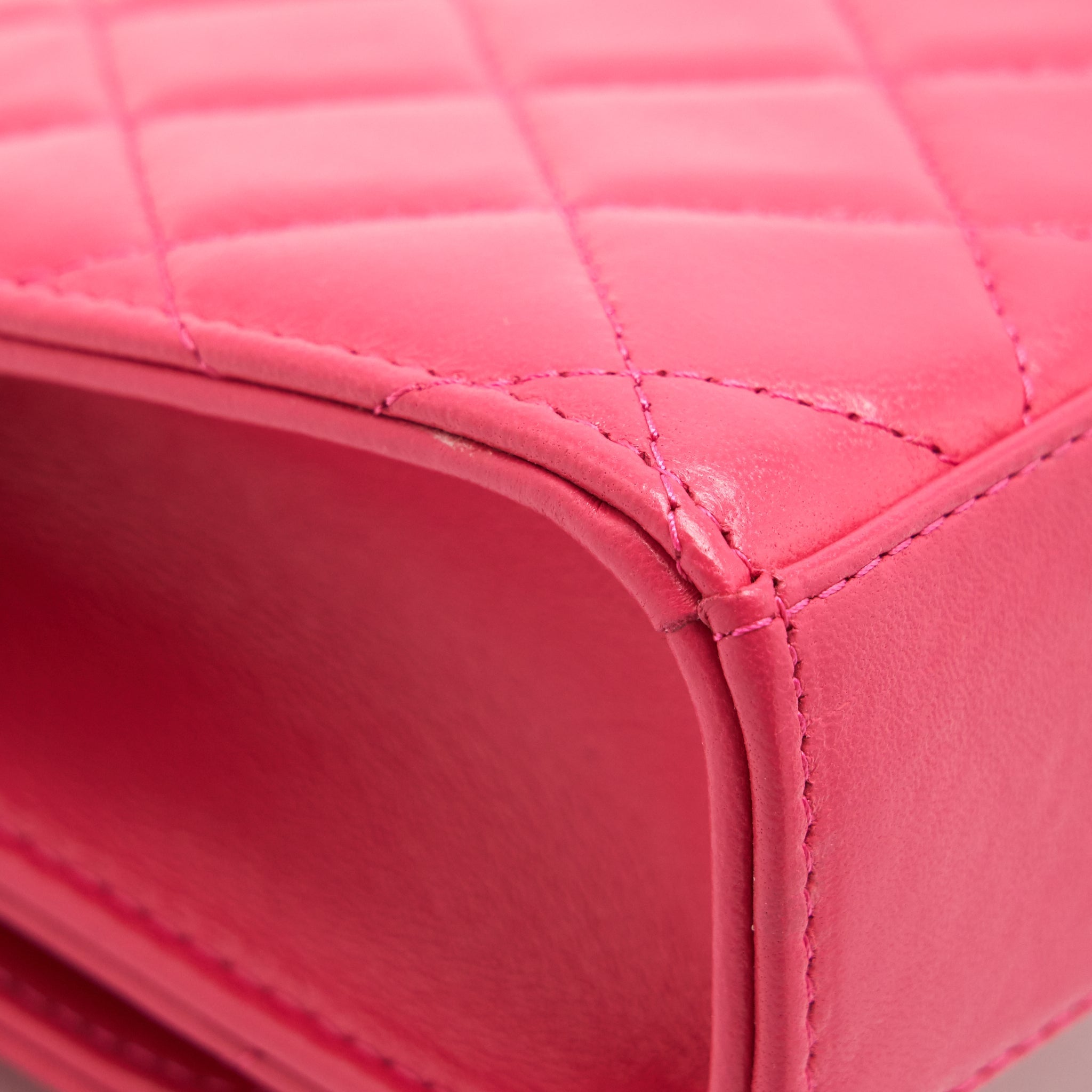 CHANEL MINI TRENDY CC CHAIN WALLET LAMBSKIN HOT PINK LGHW