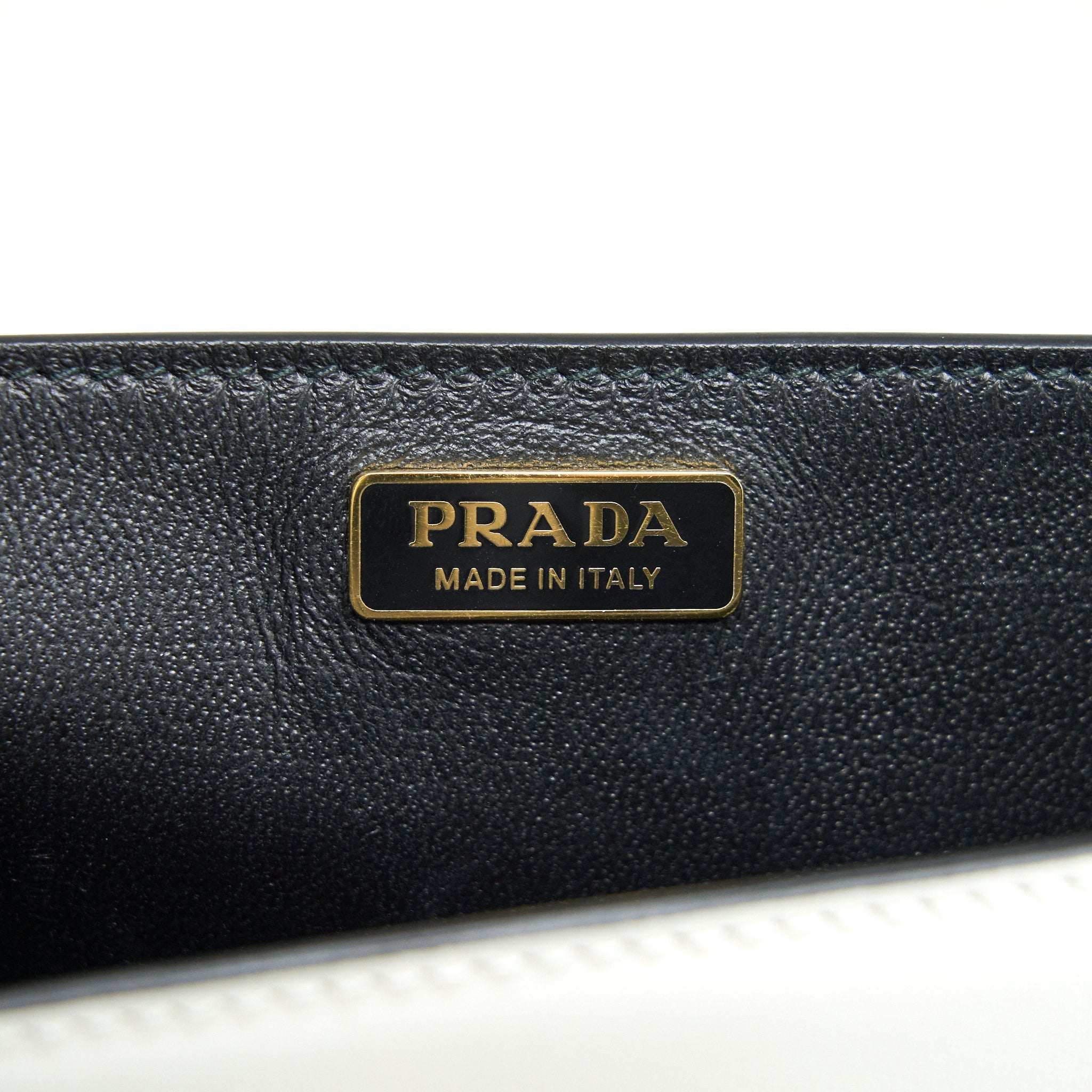 PRADA CITY CALF RAFFIA SAFFIANO CAHIER BAG WHITE