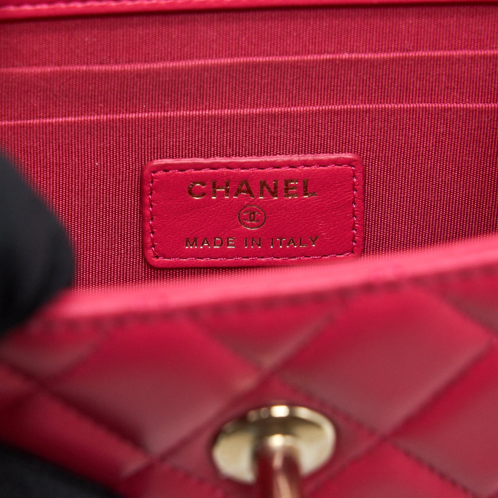 CHANEL MINI TRENDY CC CHAIN WALLET LAMBSKIN HOT PINK LGHW