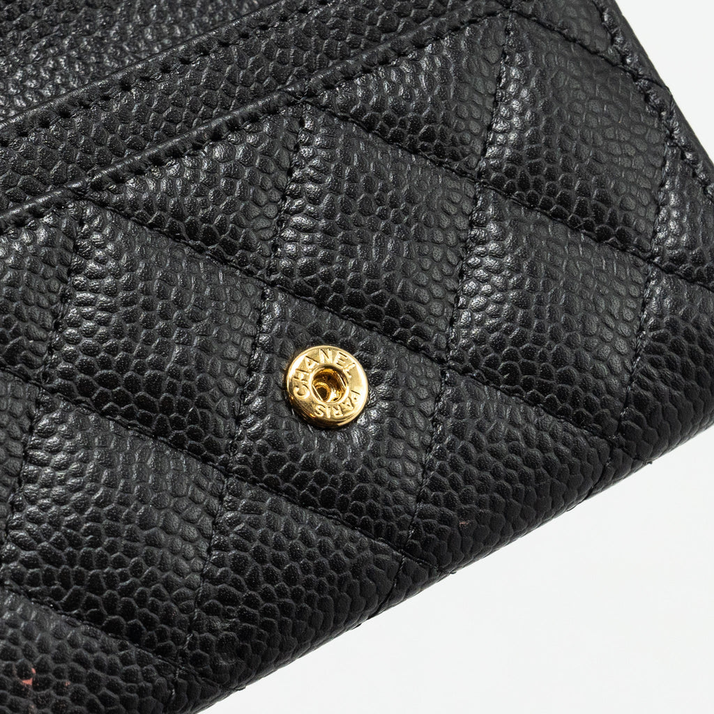 CHANEL CLASSIC FLAP CARD HOLDER CAVIAR BLACK GHW (MICROCHIP)