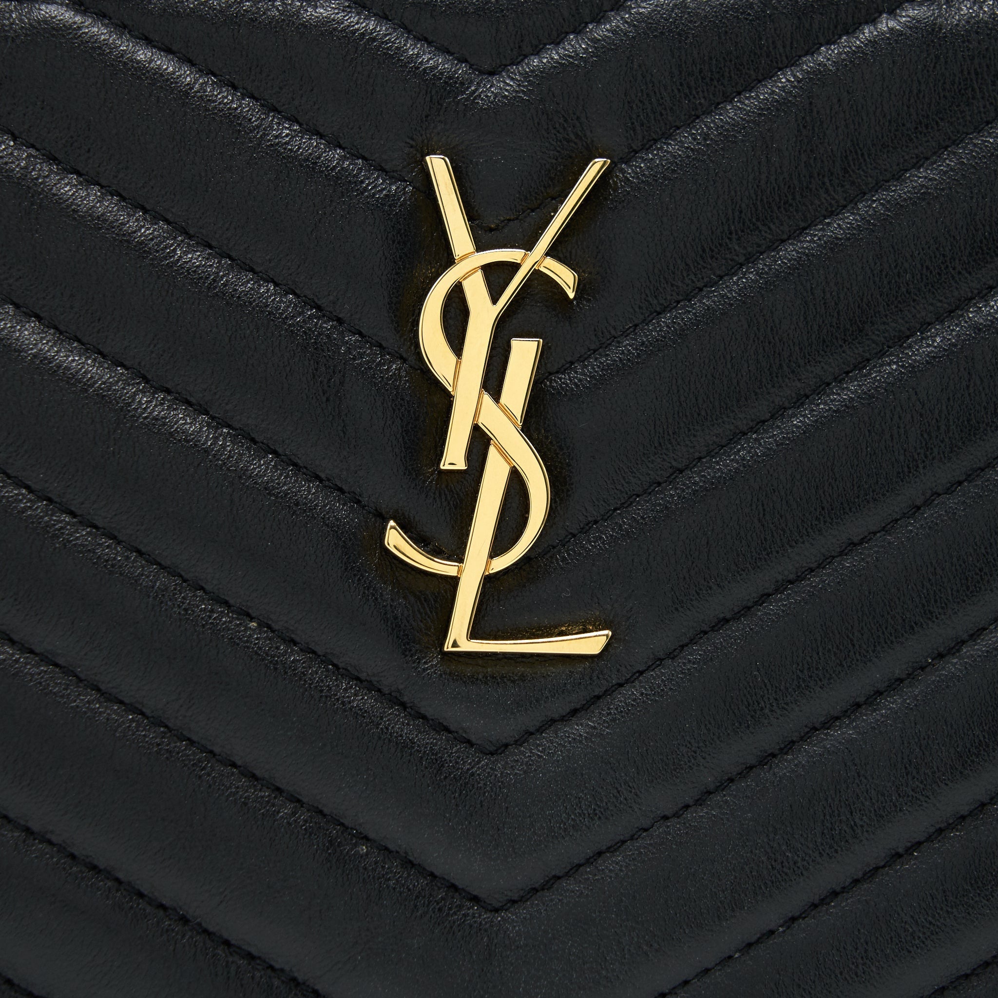 SAINT LAURENT MONOGRAM QUILTED LEATHER POUCH BLACK GHW