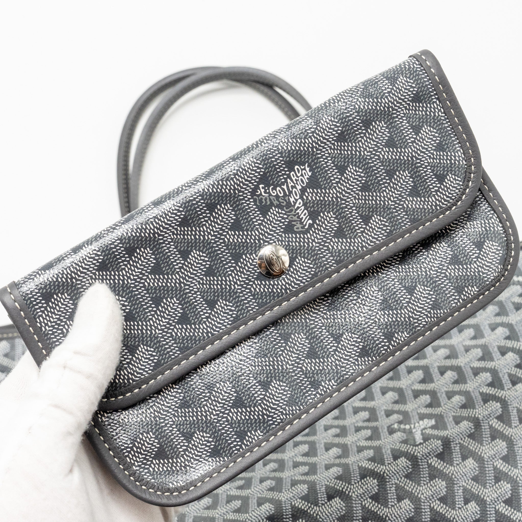 GOYARD SAINT LOUIS PM TOTE BAG GOYARDLINE CANVAS GREY SHW