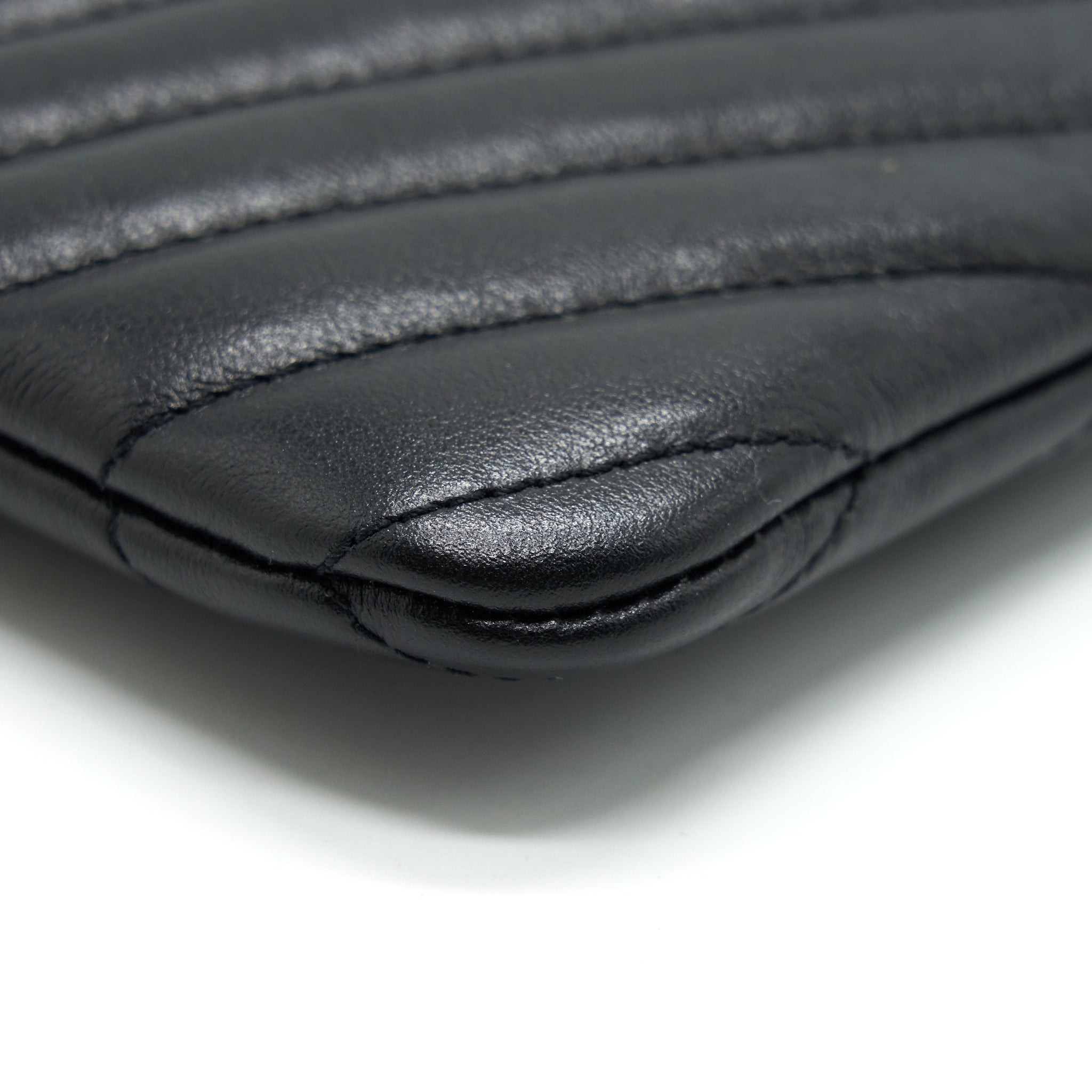 SAINT LAURENT MONOGRAM QUILTED LEATHER POUCH BLACK GHW