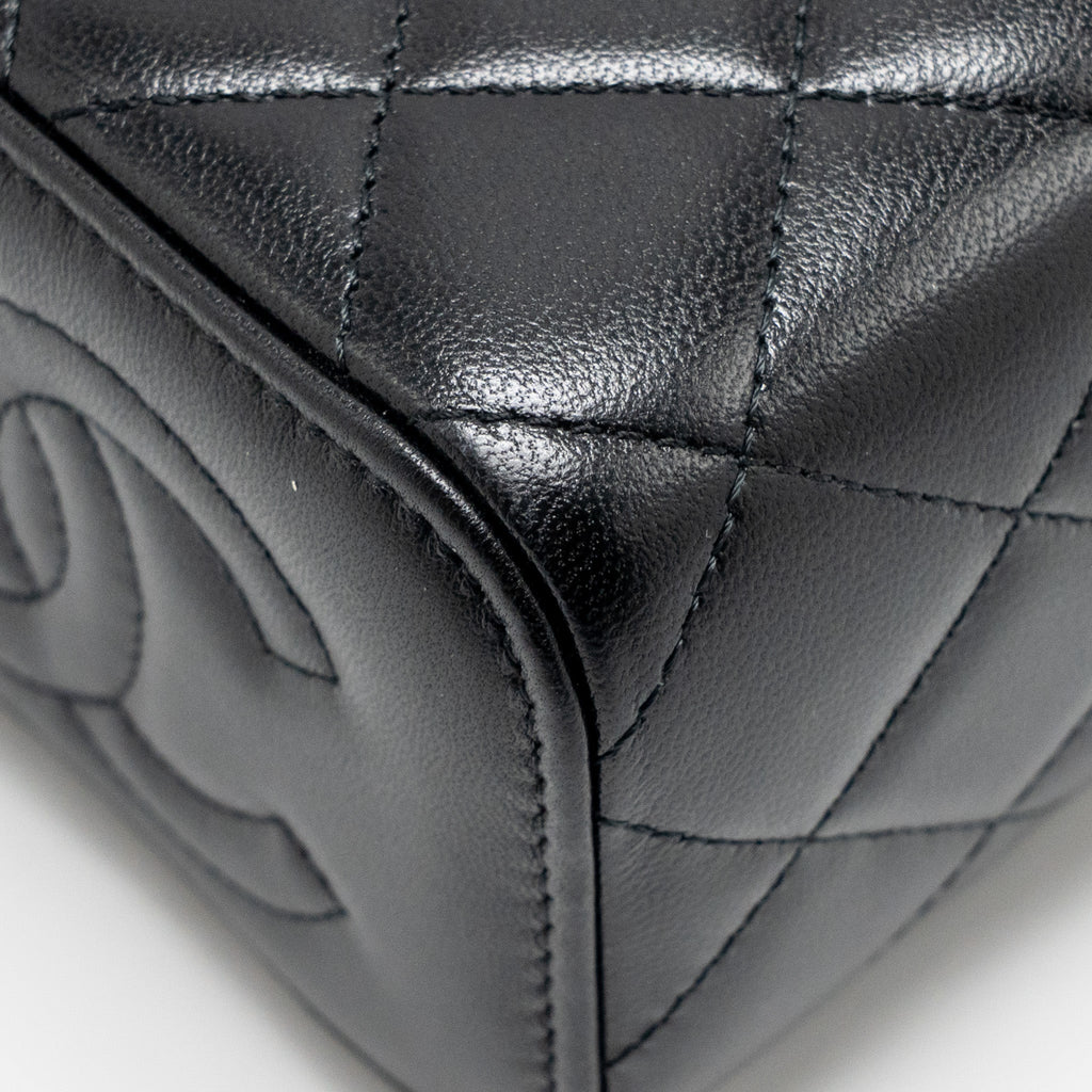 CHANEL PEARL CRUSH MINI VANITY WITH CHAIN LAMBSKIN BLACK GHW (MICROCHIP)