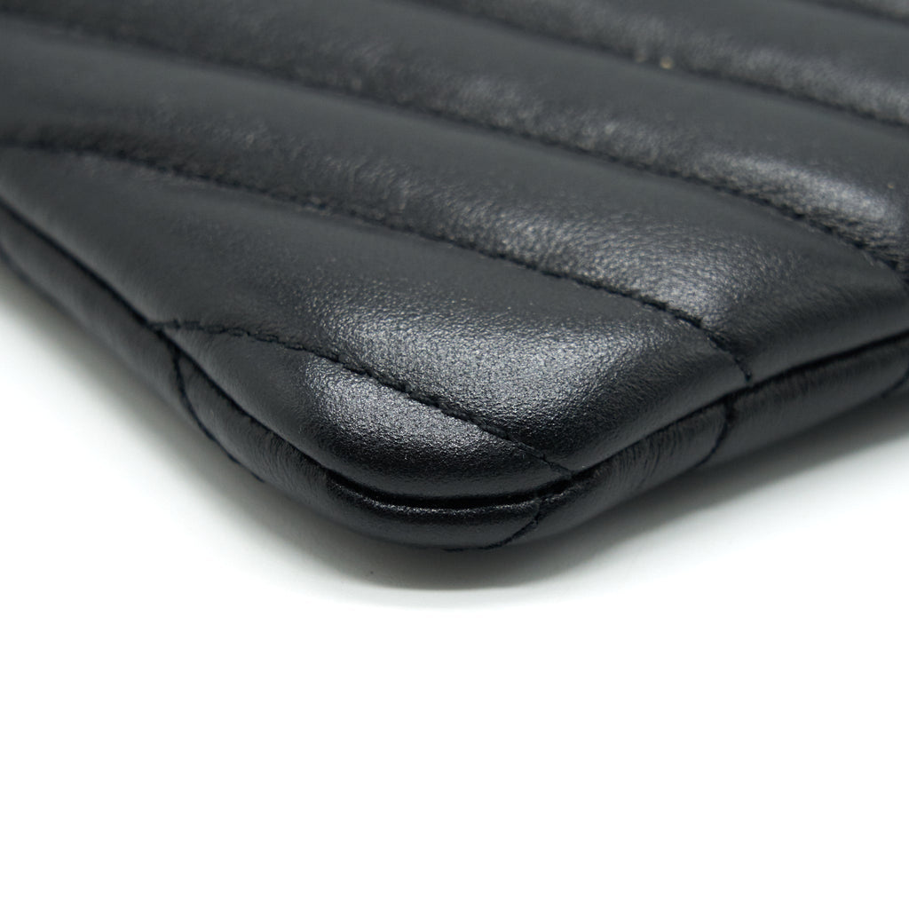 SAINT LAURENT MONOGRAM QUILTED LEATHER POUCH BLACK GHW