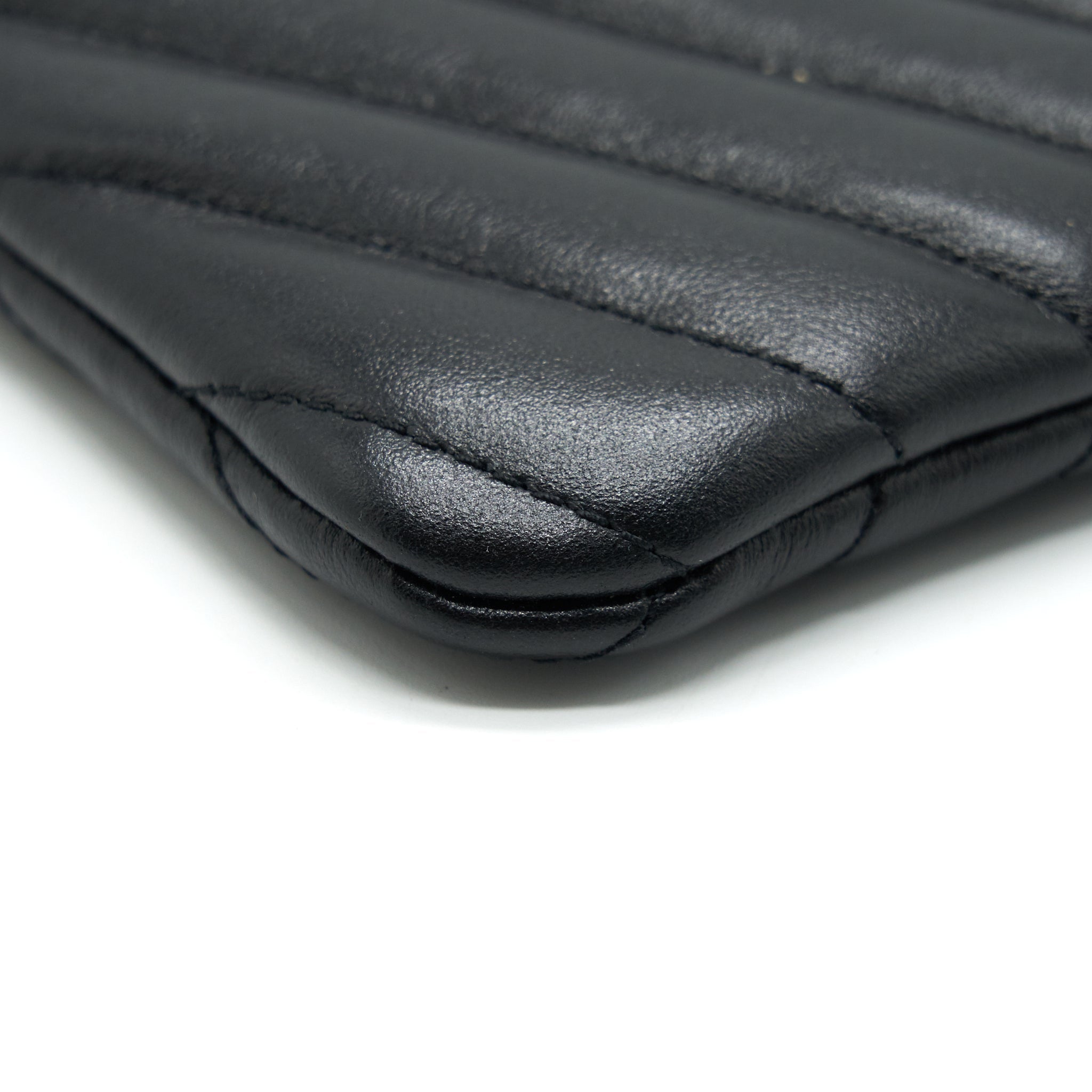 SAINT LAURENT MONOGRAM QUILTED LEATHER POUCH BLACK GHW