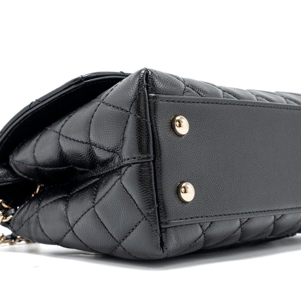 CHANEL SMALL COCO HANDLE CAVIAR BLACK LGHW (MICROCHIP)