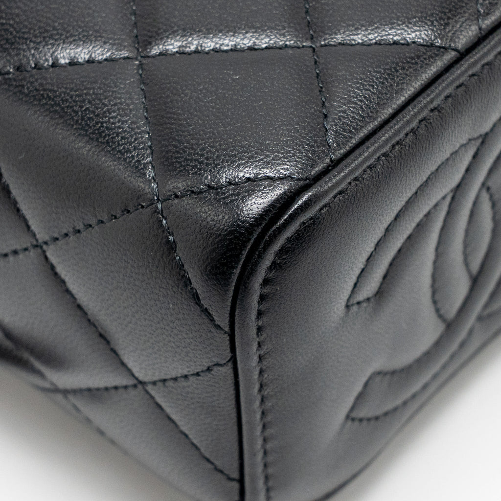 CHANEL PEARL CRUSH MINI VANITY WITH CHAIN LAMBSKIN BLACK GHW (MICROCHIP)