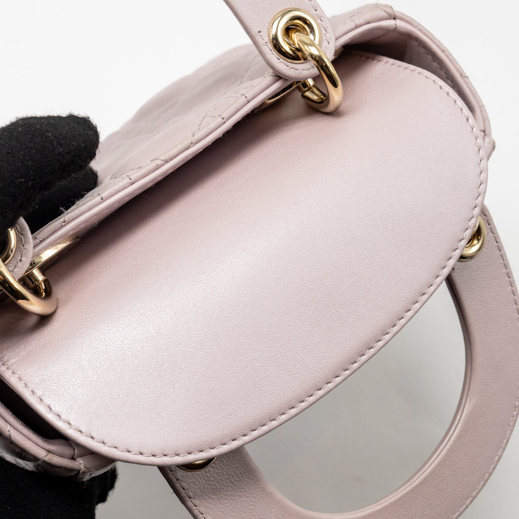 DIOR MINI LADY DIOR LAMBSKIN LIGHT PINK LGHW