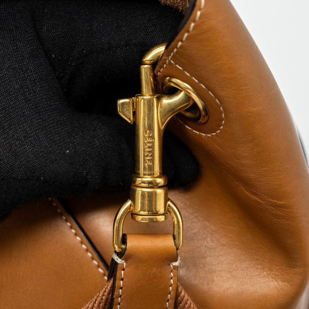 CELINE SANGLE BUCKET BAG LEATHER BROWN GHW