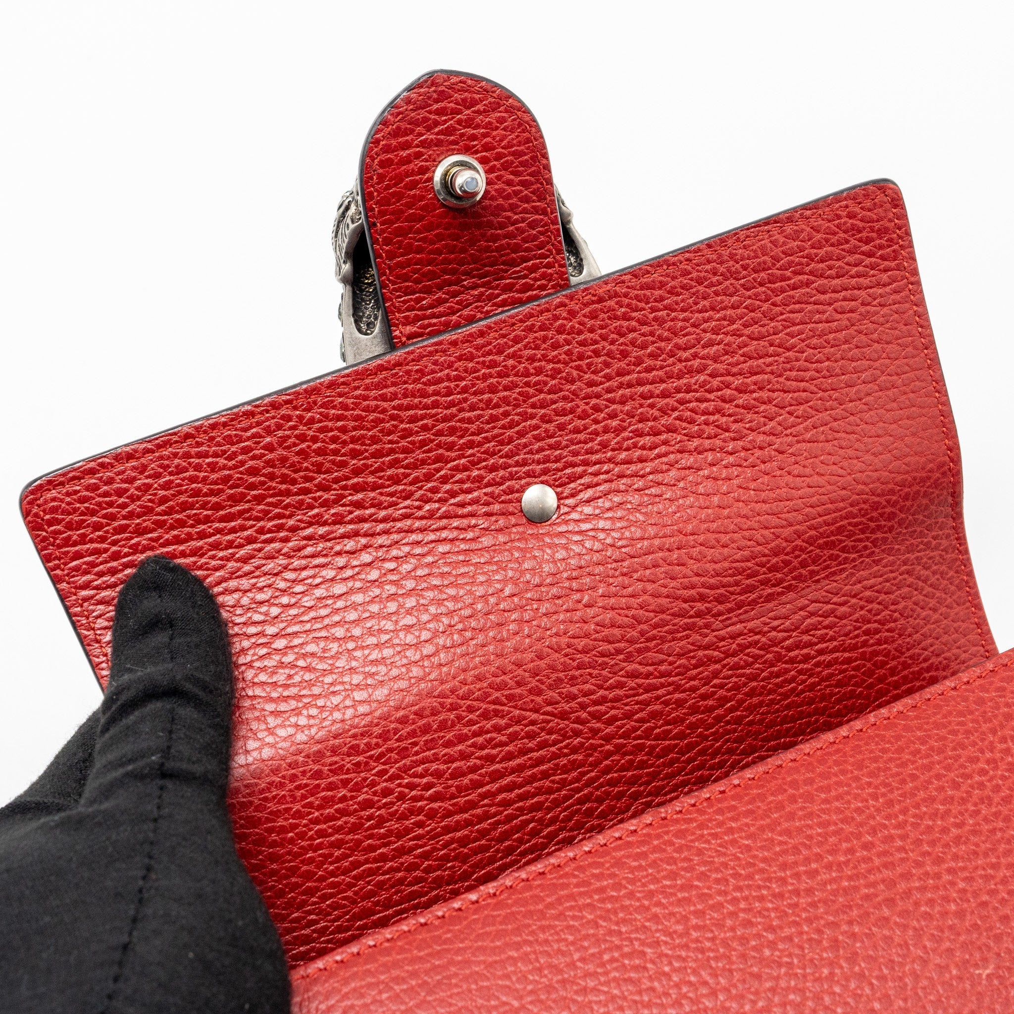GUCCI DIONYSUS SMALL BAMBOO HANDLE BAG CALFSKIN RED SHW