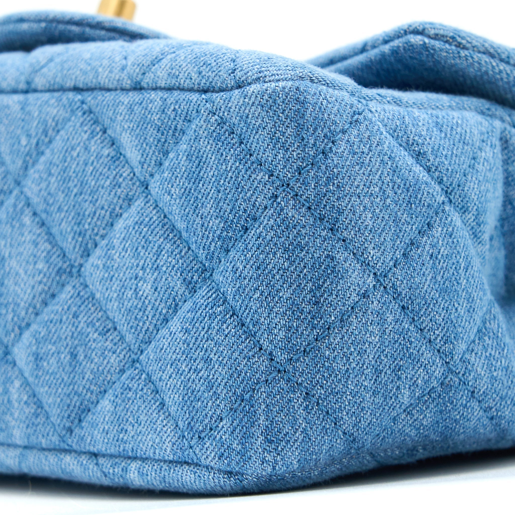 CHANEL PEARL CRUSH MINI SQUARE FLAP BAG DENIM GHW (MICROCHIP)