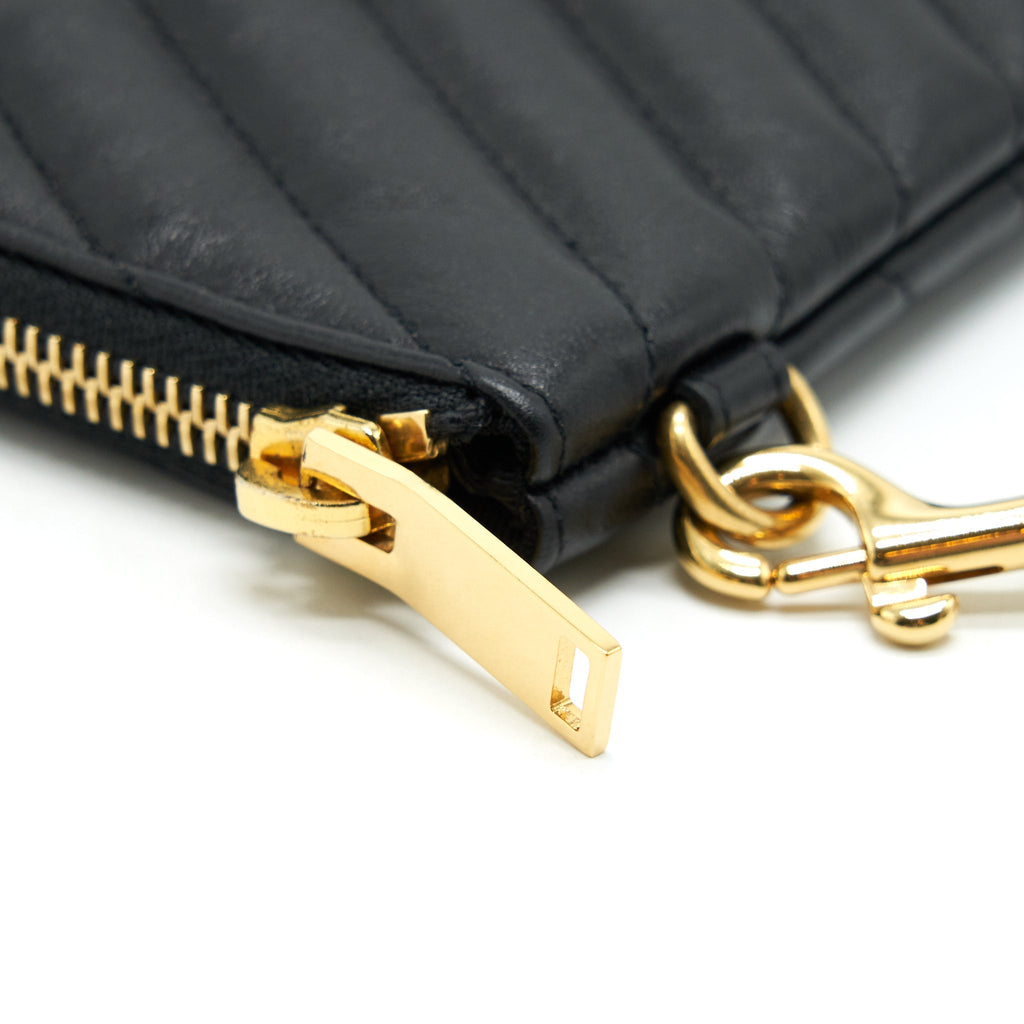 SAINT LAURENT MONOGRAM QUILTED LEATHER POUCH BLACK GHW