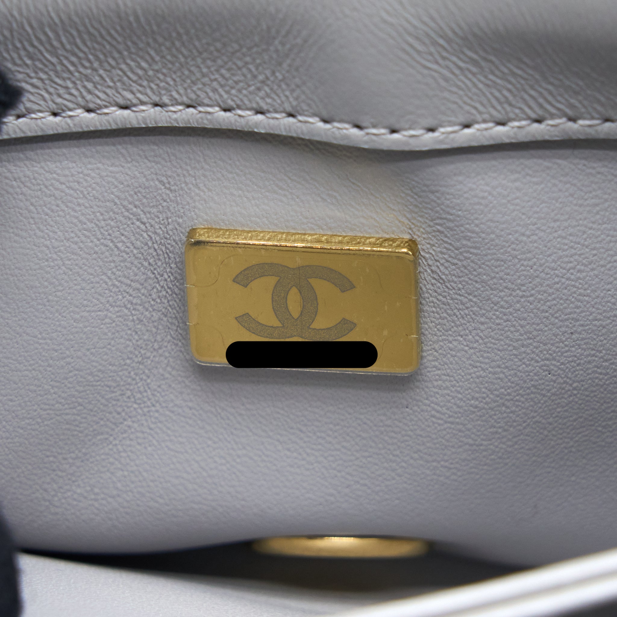 CHANEL QUILTED MINI FLAP BAG LAMBSKIN LIGHT GREY GHW (MICROCHIP)