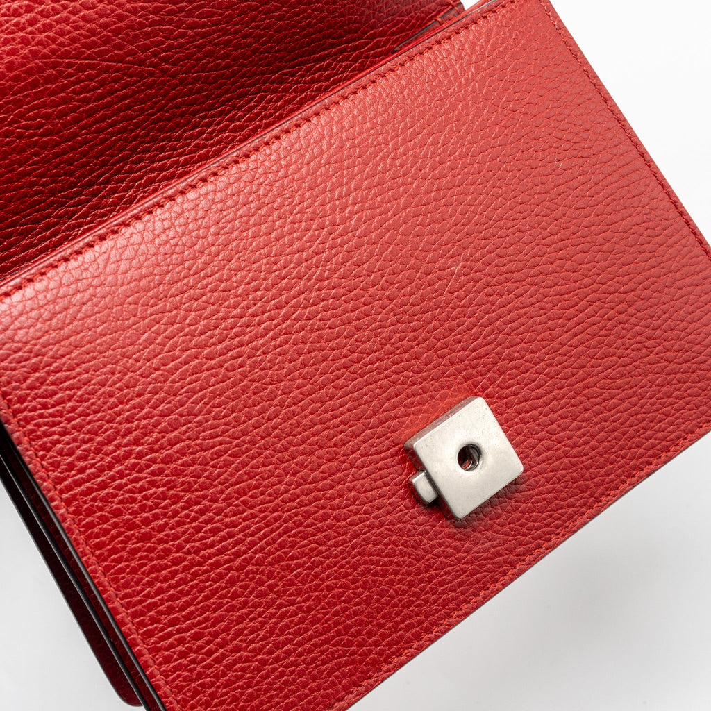 GUCCI DIONYSUS SMALL BAMBOO HANDLE BAG CALFSKIN RED SHW