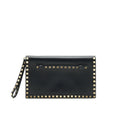 VALENTINO GARAVANI ROCKSTUD LEATHER CLUTCH BAG BLACK