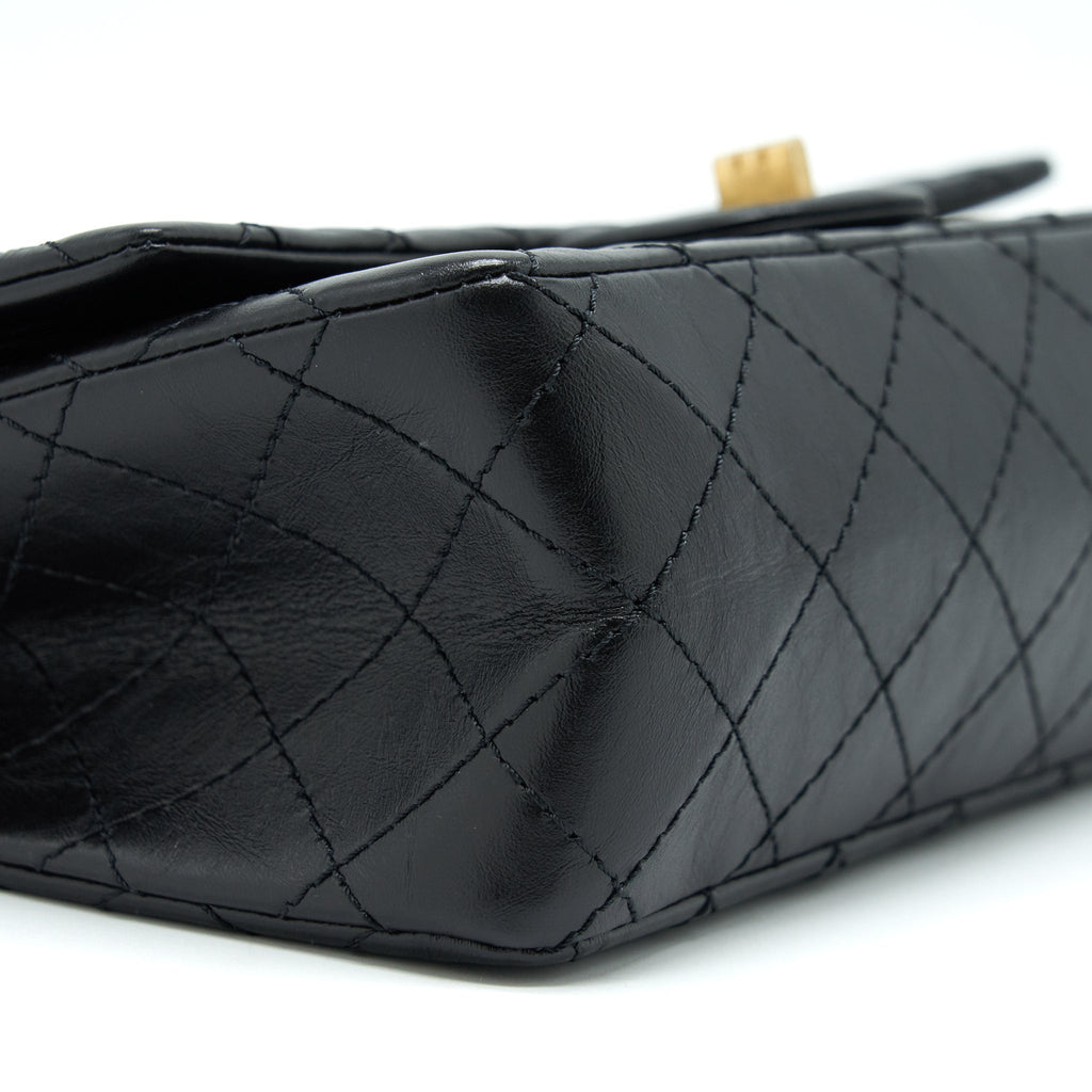 CHANEL SMALL REISSUE 2.55 FLAP BAG BLACK BRUSHED GHW