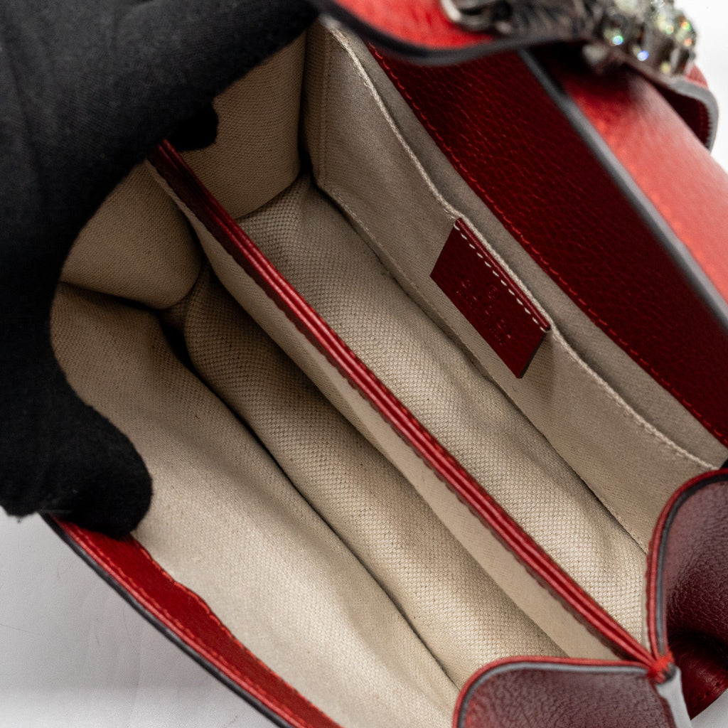 GUCCI DIONYSUS SMALL BAMBOO HANDLE BAG CALFSKIN RED SHW