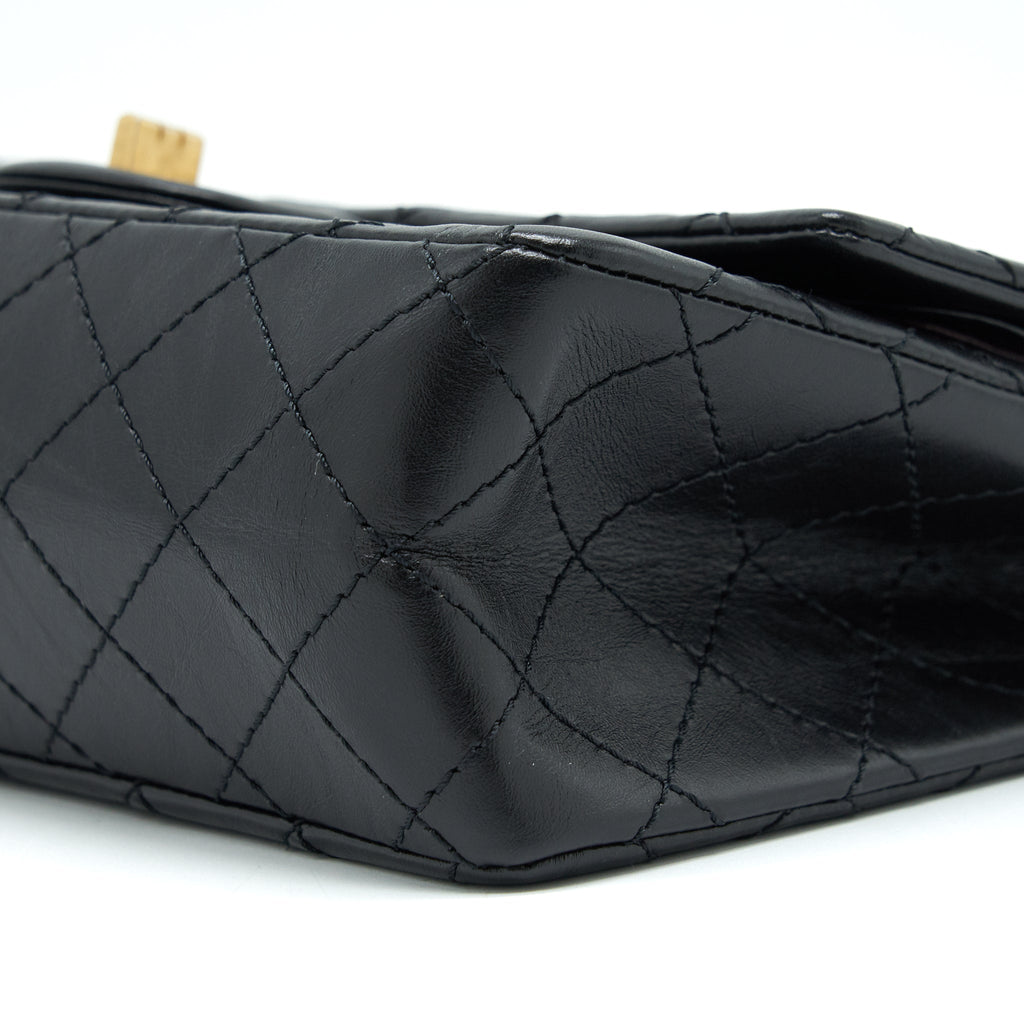 CHANEL SMALL REISSUE 2.55 FLAP BAG BLACK BRUSHED GHW