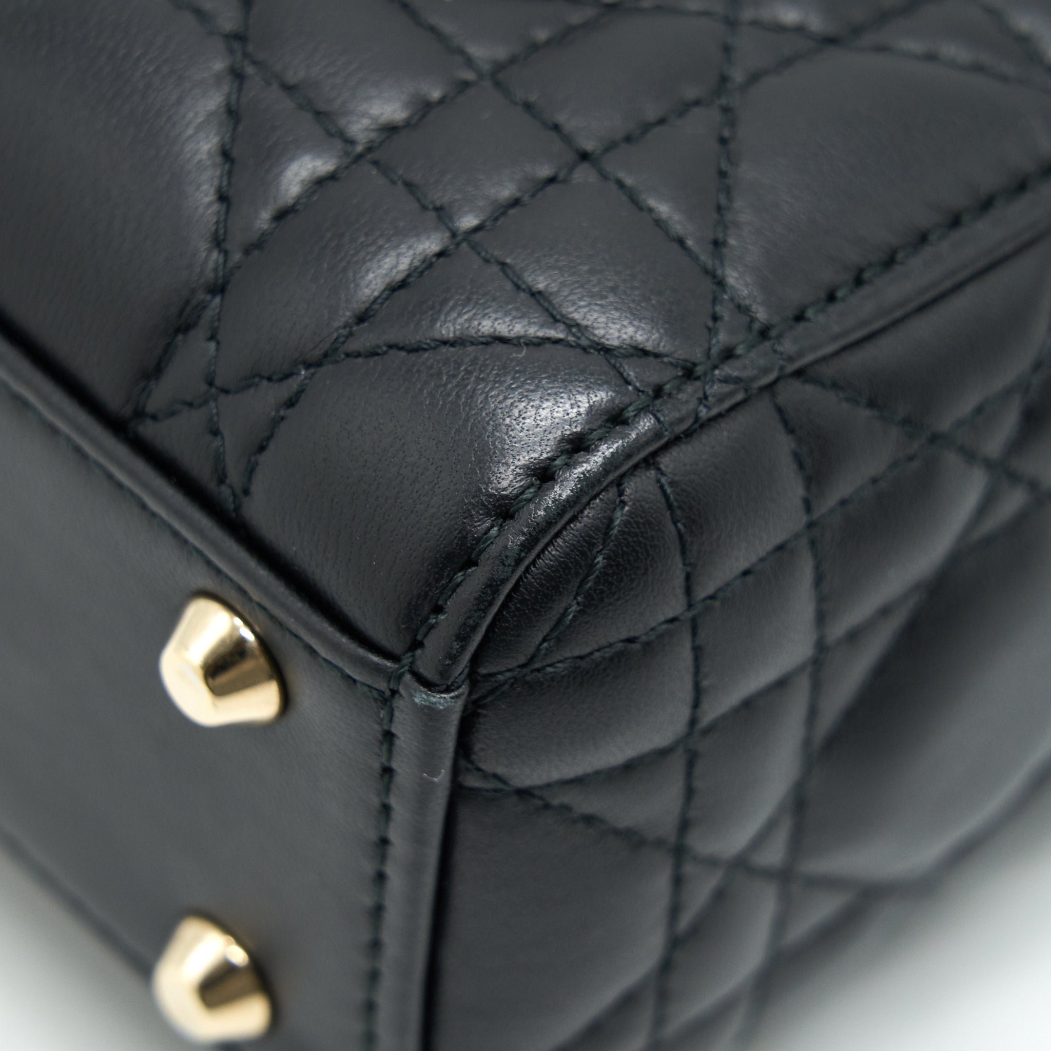 DIOR MINI LADY DIOR TOTE BAG LAMBSKIN BLACK LGHW