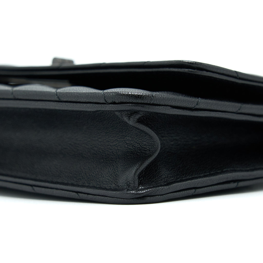 CHANEL 2.55 SO BLACK WALLET ON CHAIN CALFSKIN WITH BLACK HARDWARE