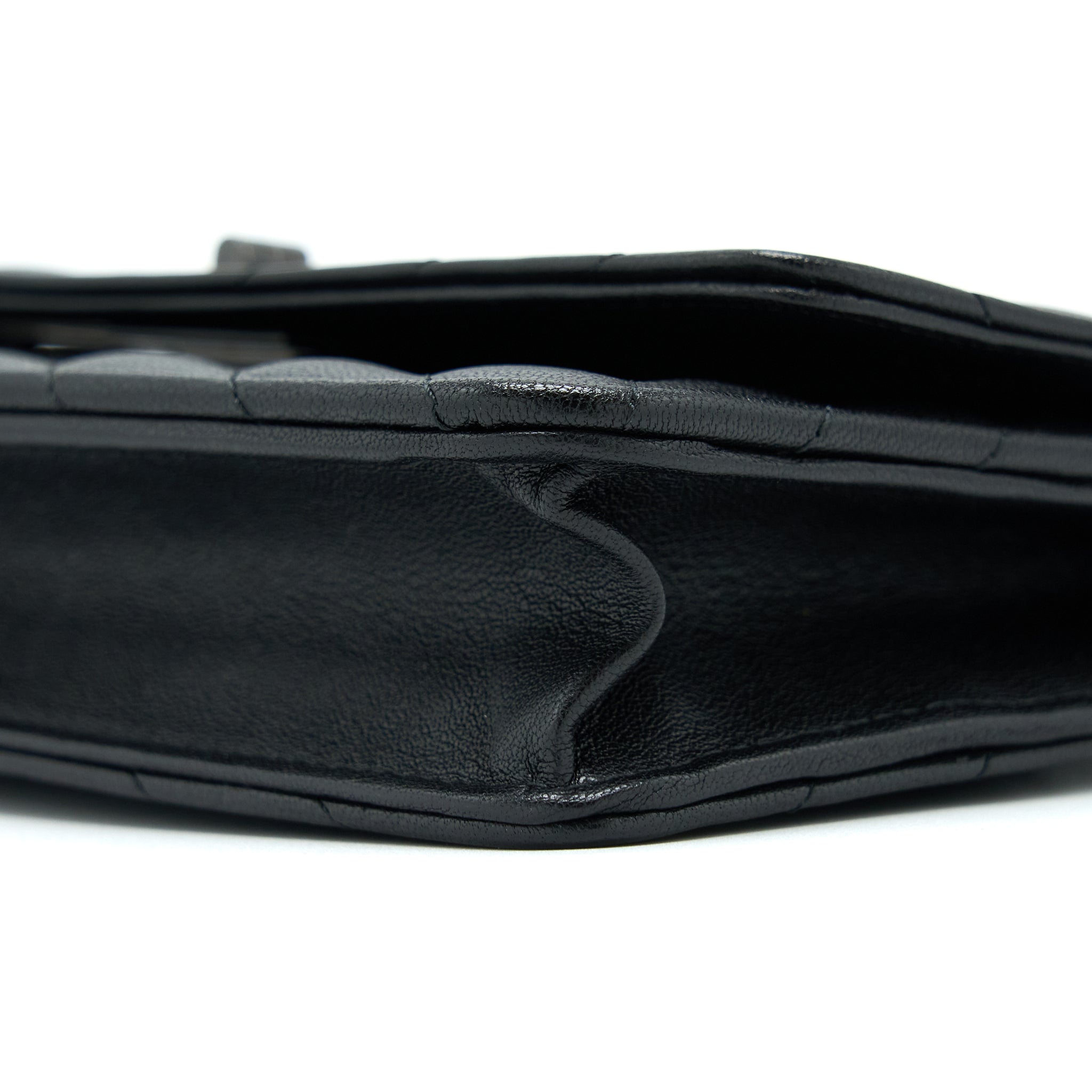 CHANEL 2.55 SO BLACK WALLET ON CHAIN CALFSKIN WITH BLACK HARDWARE