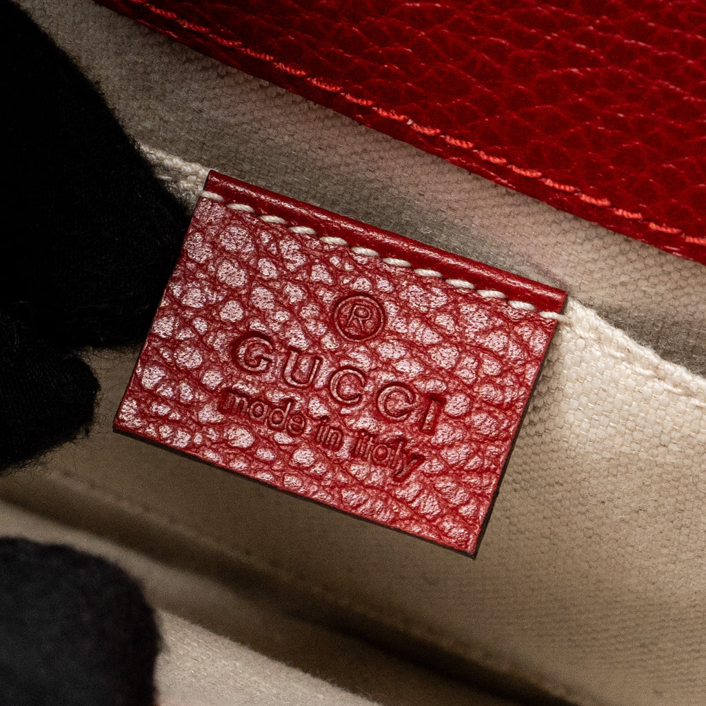 GUCCI DIONYSUS SMALL BAMBOO HANDLE BAG CALFSKIN RED SHW