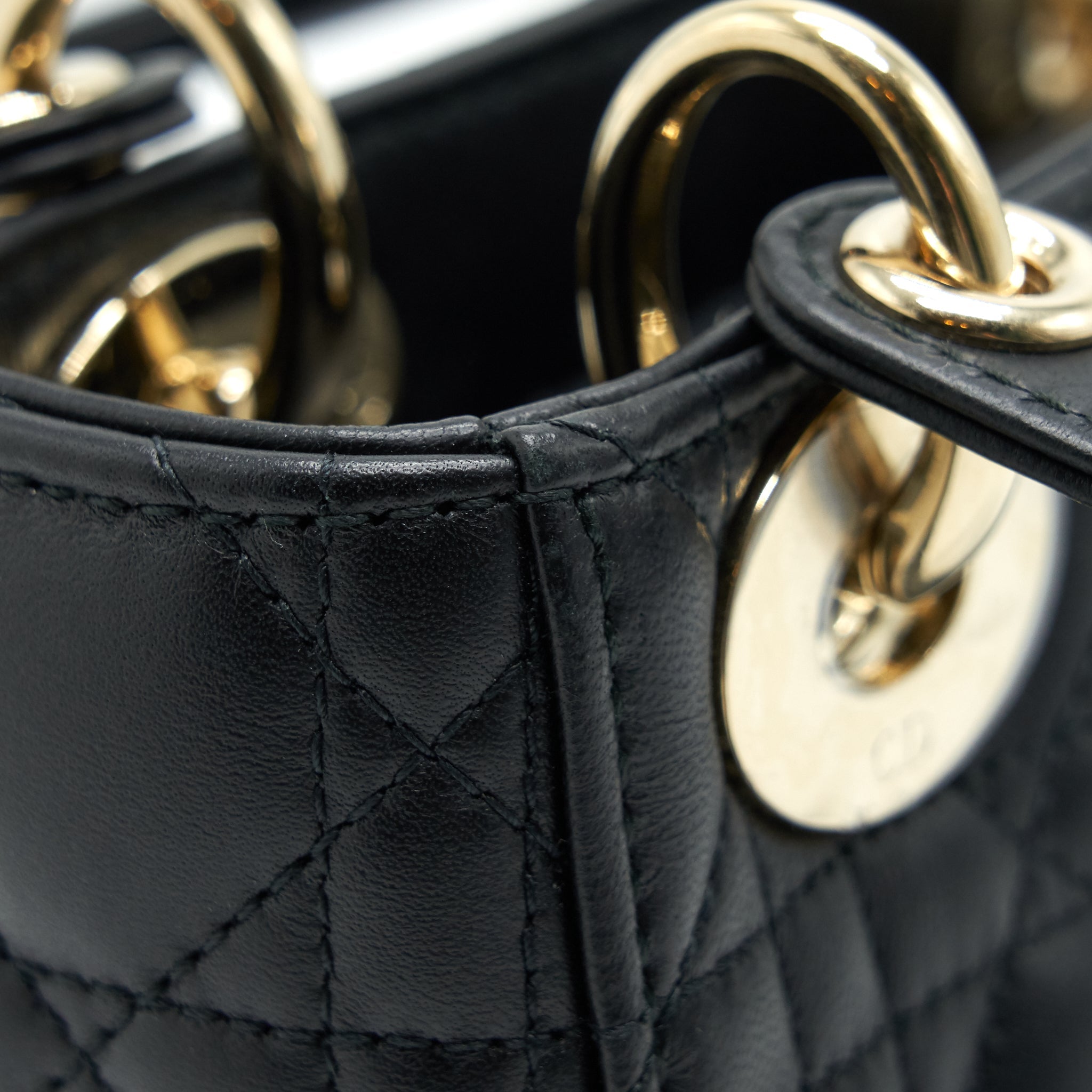 DIOR MINI LADY DIOR TOTE BAG LAMBSKIN BLACK LGHW