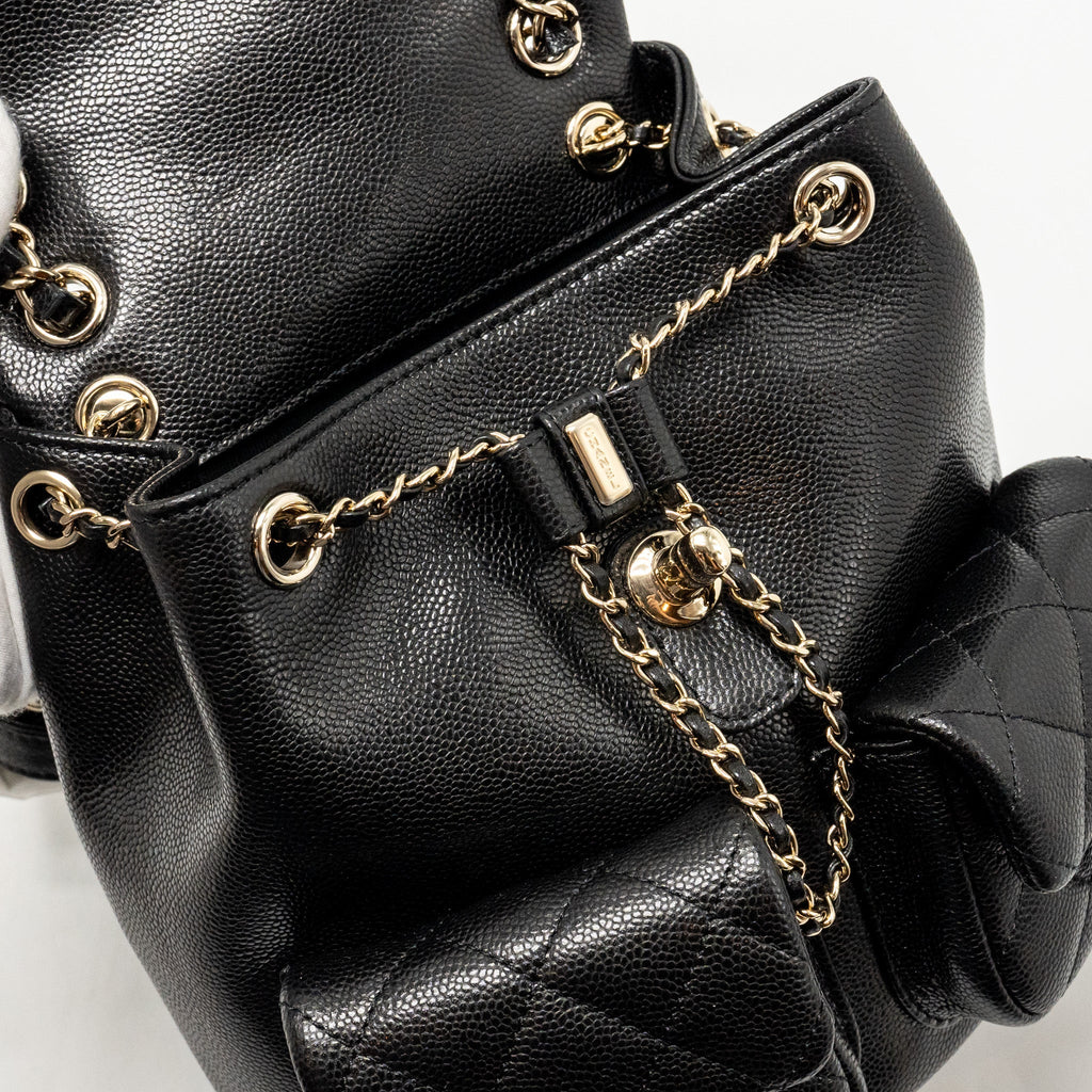 CHANEL TRIPLE PACK DUMA BACKPACK CAVIAR BLACK LGHW (MICROCHIP)