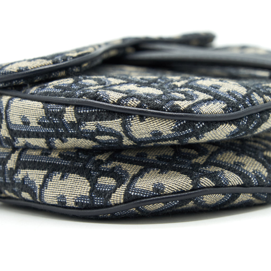 DIOR MINI SADDLE BLUE OBLIQUE GHW