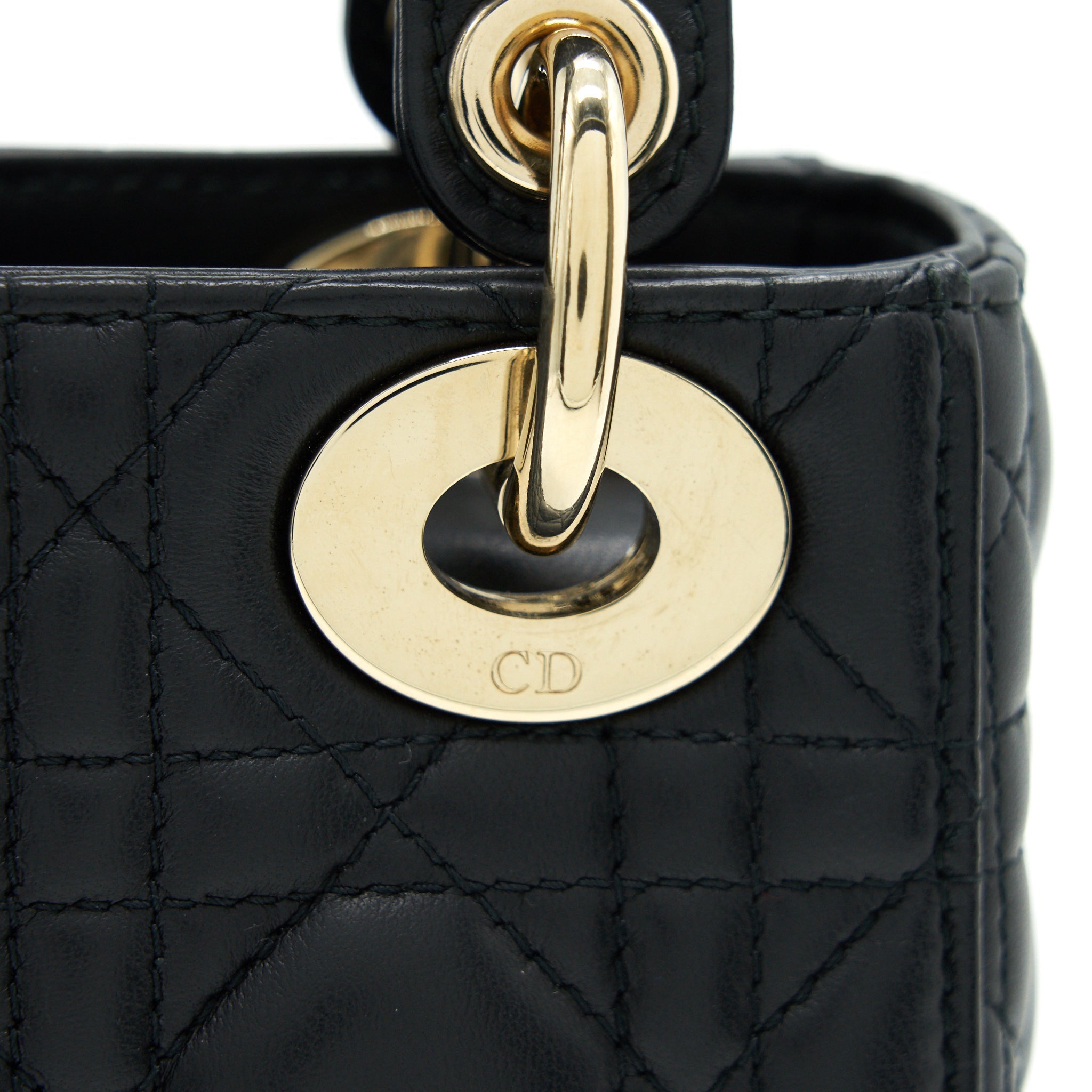 DIOR MINI LADY DIOR TOTE BAG LAMBSKIN BLACK LGHW