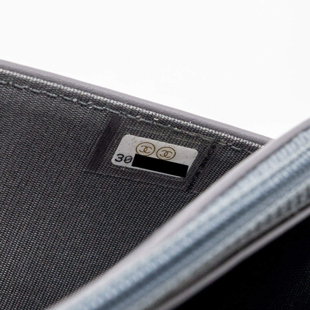 CHANEL BOY WALLET ON CHAIN CAVIAR GREY LGHW