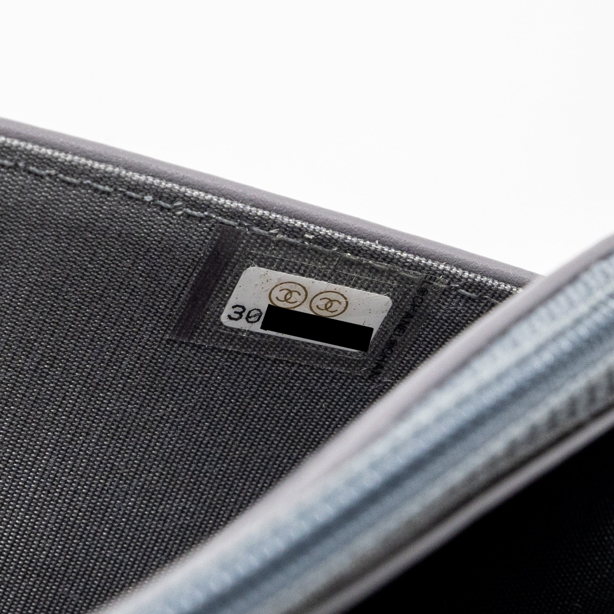 CHANEL BOY WALLET ON CHAIN CAVIAR GREY LGHW