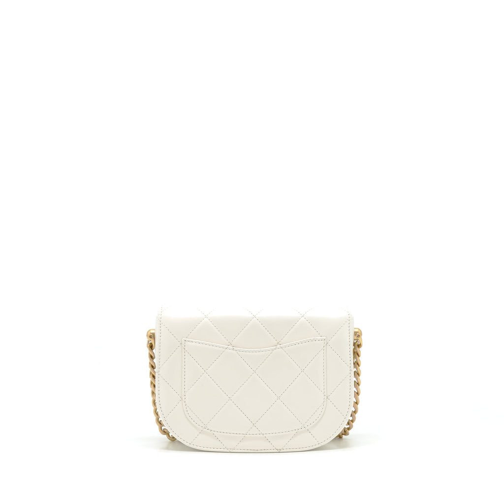 CHANEL SEASONAL FLAP CROSSBODY BAG LAMBSKIN CREAM GHW