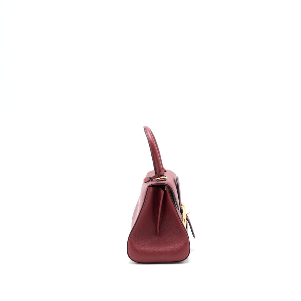 DELVAUX MINI BRILLIANT BAG GRAINED CALFSKIN BURGUNDY GHW