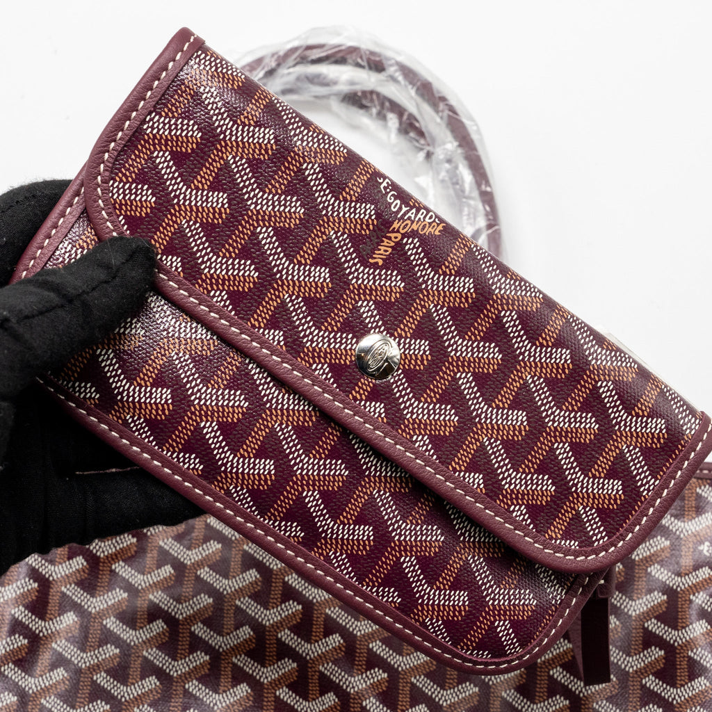 GOYARD SAINT LOUIS PM TOTE BAG GOYARDLINE CANVAS/CALFSKIN BURGUNDY SHW