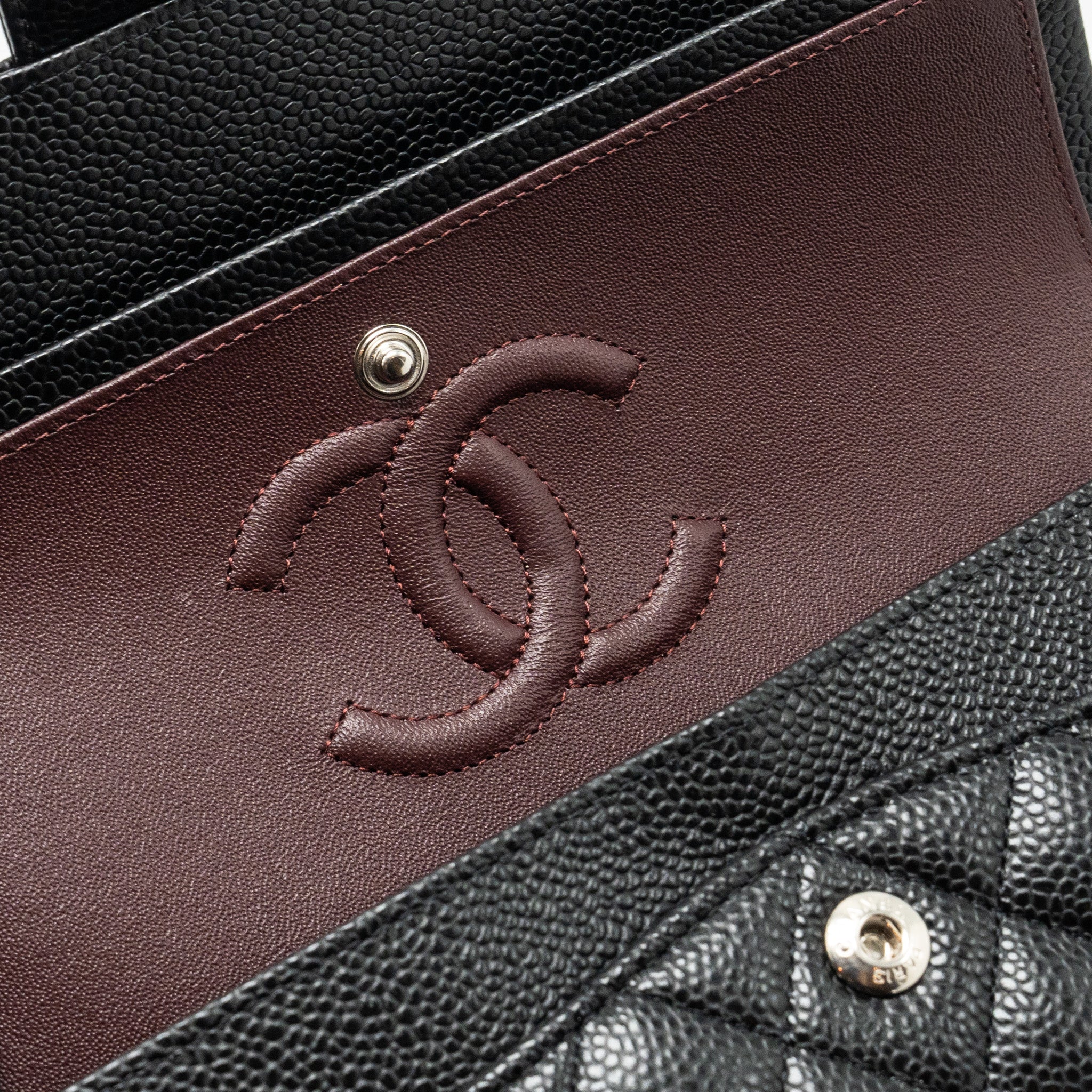CHANEL SMALL CLASSIC DOUBLE FLAP BAG CAVIAR BLACK SHW (MICROCHIP)